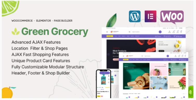 green grocery Cloud Kitchen Restaurant Website Themes